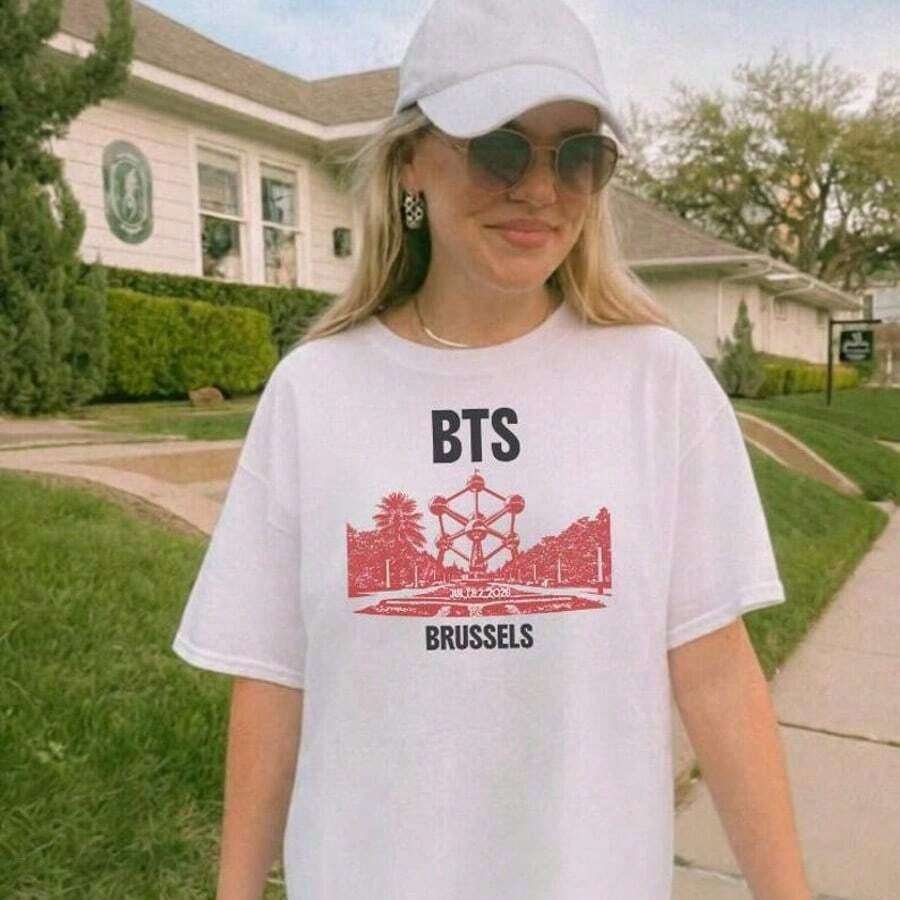 Camiseta Souvenir 2026 con Corazón, Camiseta , Regalo para Fans de K-Pop, Regalo para Fans de , Camiseta de la Gira Mundial de , Transpirable y cómoda. - Blanco 2 - Ver 1