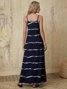 Vestido casual largo de punto elástico para mujer, cómodo y de moda para primavera/verano, vacaciones, adecuado para verano, vacaciones, con estampado vintage de flores, hojas y tropical - Multicolor 7 - Ver 7
