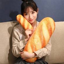 Almohada de felpa de pan de simulación 3D, almohada de comida de pan tostado de mantequilla suave, cojín Lumbar, juguete de peluche para decoración del hogar - 50 cm - Ver 2