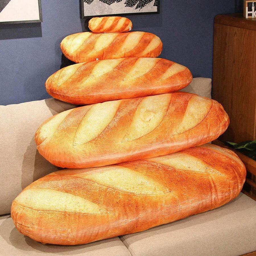 Almohada de felpa de pan de simulación 3D, almohada de comida de pan tostado de mantequilla suave, cojín Lumbar, juguete de peluche para decoración del hogar - 50 cm - Ver 1