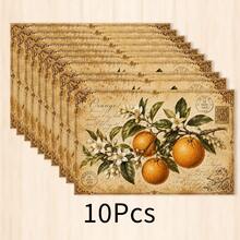 1pc Lemon Pattern Linen Placemat, Breakfast Mat, Coffee Coaster, Bowl Pad, Kitchen Accessory, Easy To Clean Dining Mat, Suitable For Home, Restaurant, Dining Decor, Holiday Gift, Gift For Friends, Multi-Piece Set - Multicolor - View 21