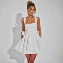 French Socialite, Ladylike Style, Birthday Dress, Party, Ladies' Temperament, Big Bow, Party Dress - trắng - Xem 6