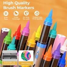 14/28 Colors Acrylic Paint Marker Pen Set, With Brush Tip Water-Based Art Markers, Self-Inking System, Opaque Permanent Pigments, Suitable For Stone Painting, Wood, Fabric, Perfect For Arts And Crafts - Sets - View 7