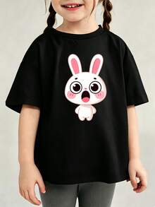 Blusa veraniega estampada manga corta para niña toddler - Negro - Ver 6