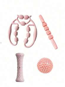 1 Set (4pcs) Portable Sports Massage Kit, Deep Tissue Muscle Massage, Includes Spiky Massage Ball, Foot Massage Roller, Massage Stick, Massage Roller, Suitable For Gym, Home, Yoga Studio To Relax Muscles On Feet, Back, Neck, Muscles, Hands - Multicolor - View 9