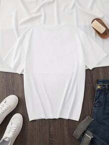 Cactus And Pot Print, European And American Fashion T-Shirts, Cheerful Vibe, Casual Cartoon Short-Sleeved Crew Neck, Stylish And Elegant - Family Gatherings And Parties - Fashionable Women's Clothing [Get Today's Minimalist Style Sweatshirt] - 白色 - 查看 2