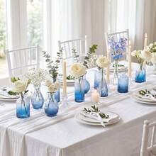 Tomnk Set Of 18/36 Blue Bud Vases For Flowers, Vintage Clear Glass Vases Small Vases For Centerpieces For Home Table Decor Rustic Wedding Decorations, Discount Small Order Vases For Florists & Event Planners, Summer Decor, Outdoor Decor - Blue - View 5