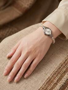 1pc Women's Casual Retro Minimalist Quartz Wrist Watch, Suitable For Daily Wear - Silver - View 5