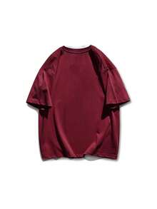 Love Print Short Sleeve T-Shirt, Casual Loose Versatile Fashion Top, New Summer Collection - Burgundy - View 5