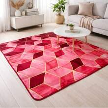 Casa Laura Enxovais Soft Flannel Rug In Modern Prints 2.00 X 1.50 - Various Colors - GEOMETRIC CHERRY - View 3