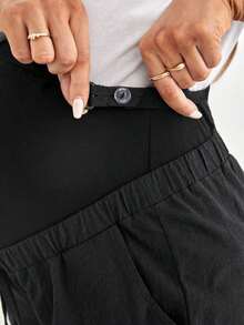 Pantalones Cortos Casuales De Verano De Maternidad Con Cintura Ajustable - Negro - Ver 5