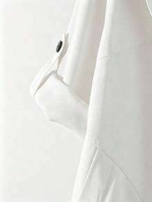 Blazer de manga larga versátil y casual de unicolor para mujer de talla grande - Blanco - Ver 4