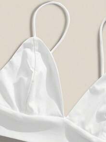 BASICS 2 piezas Top de tirantes recortado de color liso casual y top corto de manga corta holgado y transparente de malla con cuello redondo - Blanco - Ver 5