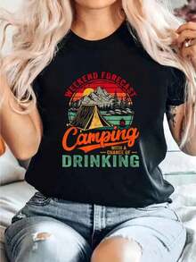 Camiseta de Campista: Pronóstico del Fin de Semana: Acampada con Posibilidad de Beber - Blanco - Ver 1