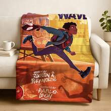 1PCS M Arvel S Pider-Man Miles Morales Shock Waves Fleece Blanket Versatile Multi-Purpose Soft Cozy Hero Throw Blanket For Sofa Bed Living Room Couch Travel Camping Office Nap Car Decorative Warm Cartoon Plush Blanket Fans Gift - Multicolor - View 3