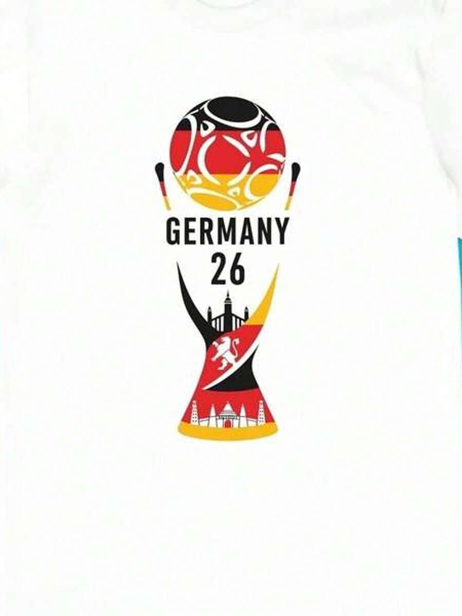 Camiseta de manga corta con cuello redondo y estampado para mujer Diseño de Trofeo de Fútbol Alemania 26 S-3XL moda, cómodo y transpirable uni lavable a máquina