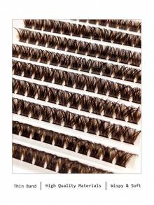 Rikuaild Set Bulu Mata Ekstensi D-Curl Tebal Cokelat 150D 130pcs, Bulu Mata Cluster Dramatis Cocok Untuk Pemula, Bulu Mata Cluster, Bulu Mata Palsu, Bulu Mata Individual, Bulu Mata, Bulu Mata Cokelat - D - View 4