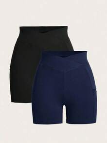 Conjunto de leggings ajustados de punto liso para uso diario y casual de mujer - Multicolor 2 - Ver 10