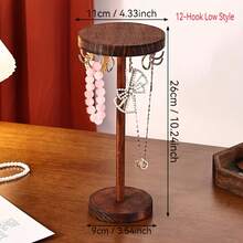 1 pieza Soporte de madera para exhibir collares y pulseras, perchero de disco para accesorios de joyería, exhibición minorista o almacenamiento en el hogar - color nogal - Ver 11