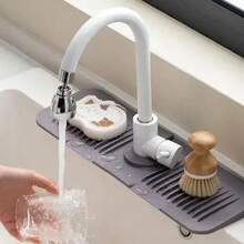 2-In-1 Faucet Drainer Mat For Sink, Dishwasher, Gray - 1 - View 3