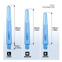 HUANQU 54pcs Transparent Plastic Dart Shaft Accessories Set, 9 Colors, 3 Sizes (Excluding Threaded Part): 35mm, 42mm, 48mm. Professional Replacement Dart Shafts, Compatible With Steel Tip And Soft Tip Darts, Suitable For Indoor/Outdoor Use, Game Room Practice And Various Competitions, For Adult Men And Women Players. - Multicolor - View 3