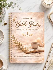 1pc Bible Study Journal Notebook, 52-Week Method Bible Study Guide, Daily Prayer Journal Church Note Taking Faith Gifts Bible For Women & Men, Back To School Supplies Office Supplies - Multicolor - View 10