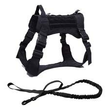 2 件套狗背带和牵引绳套装，带手柄的 Molle 背心，适用于工作犬，带钩环面板，适合小型、中型、大型犬散步、远足训练 - 彩色 - 查看 5