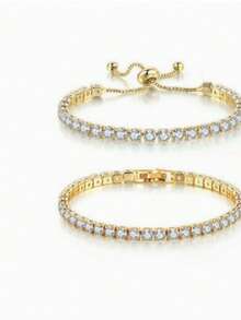 Vòng tay tennis sang trọng đính đá Zirconia, thiết kế nhỏ nhắn lấp lánh, món quà cao cấp dành cho bạn gái. - Vàng - Xem 8