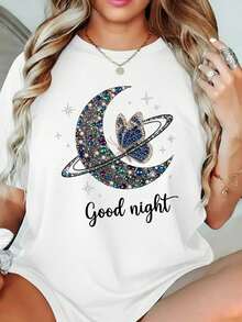 Women's T-Shirt With Creative Print, Soft Fabric, Casual And Comfortable, Easy To Match, Suitable For All Seasons. - White - View 1