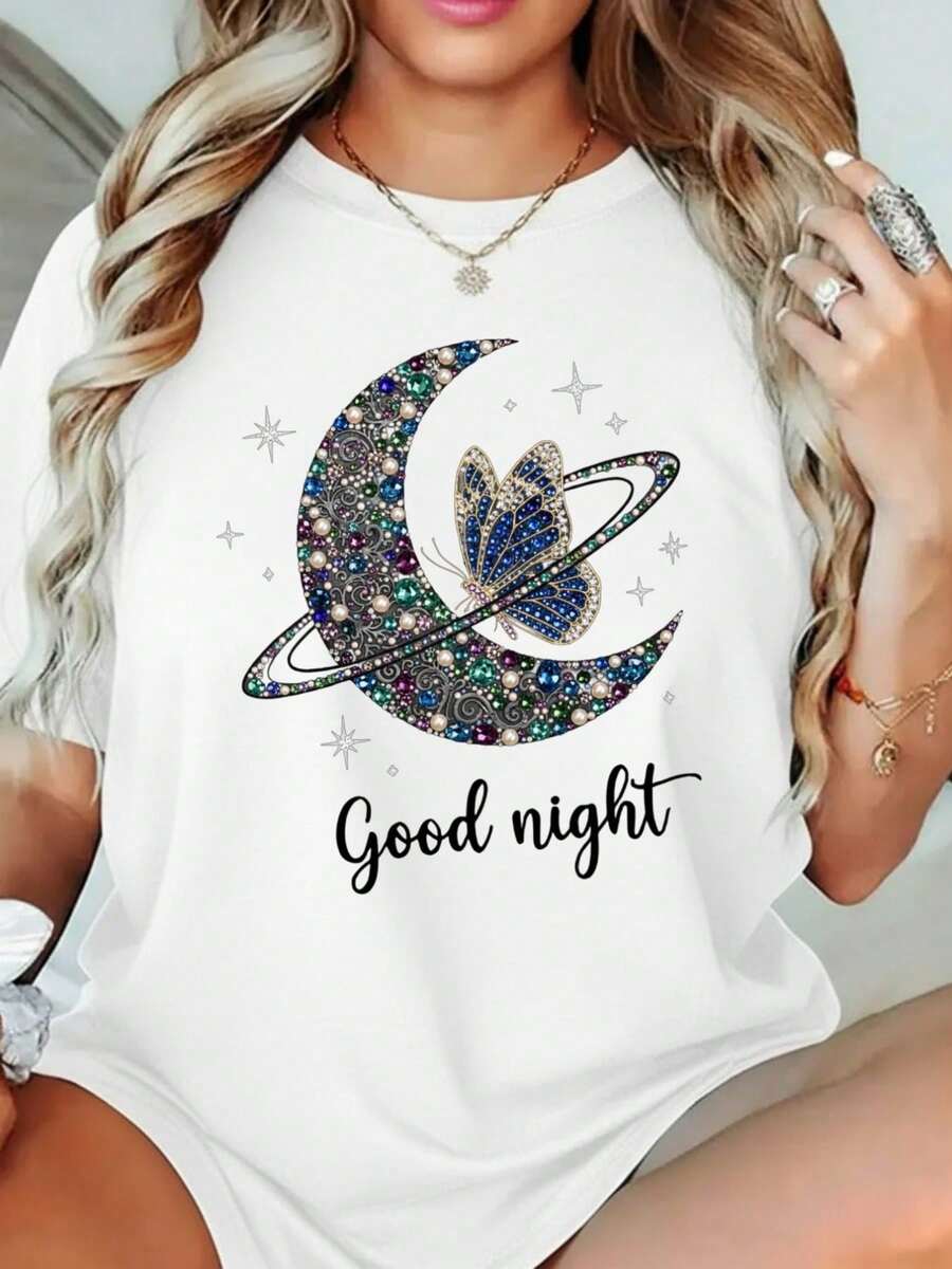 Women's T-Shirt With Creative Print, Soft Fabric, Casual And Comfortable, Easy To Match, Suitable For All Seasons. - White - View 1