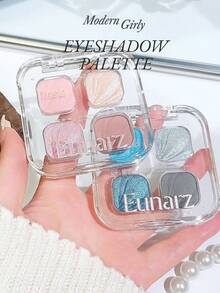 Eunarz 4-Color Eyeshadow Palette, 1pc Matte & Shimmer Long-Lasting Pocket Eye Shadow Makeup Palette Beauty Face Paint Cosmetic For Women Girls Perfect For Spring Summer Ideal For Y2K Fancy Fashion Suitable - #EQ01 Black Wood - View 7