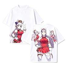 Camiseta Unisex Algodón 100% Estampado Doble Cara: Personaje Anime con -M034-Cuernos + Diseño de Diamantes Amarillos Estilo Japonés Tallas S-XXXL - Blanco - Ver 3