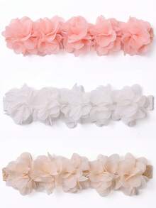3/4/6入 嬰兒素色花朵髮帶，甜美公主風裝飾髮飾 - 彩色 - 查看 11