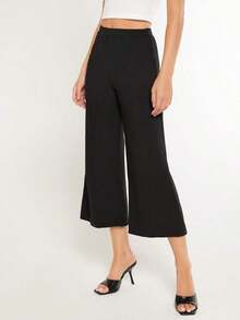 BASICS Pantalones de pierna ancha unicolor - Negro - Ver 3