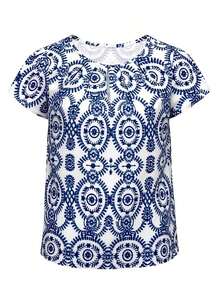 Blusa elegante con estampado de lazo para mujer, verano - Azul - Ver 3