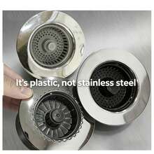 3-In-1 Plastic & Steel Kitchen Sink Drain Filter And Stopper Combo, Polished ABS & Stainless Steel Drain Strainer With Hair Catcher, Suitable For Bathroom And Kitchen, US Standard Drain Protection - 3-in-1 Sink - View 3