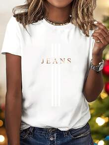 Women's Casual Short Sleeve T-Shirt - [White] - View 6