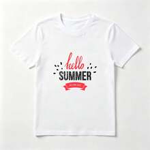 Cinta Roja Playera de Algodón Blanca Festiva de Verano - Blanco - Ver 1