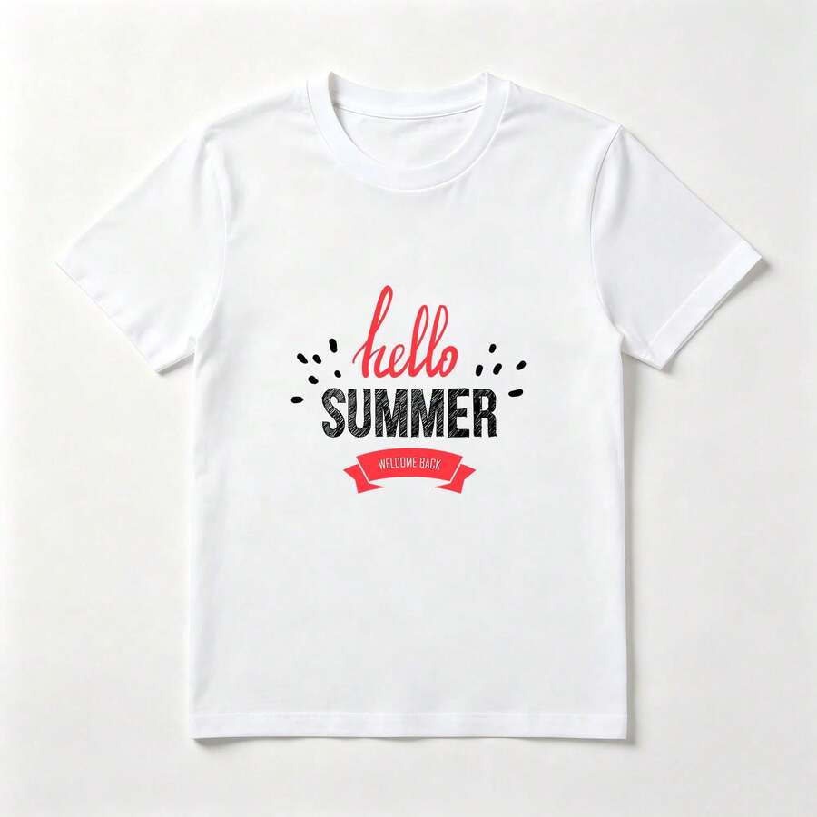 Cinta Roja Playera de Algodón Blanca Festiva de Verano - Blanco - Ver 1