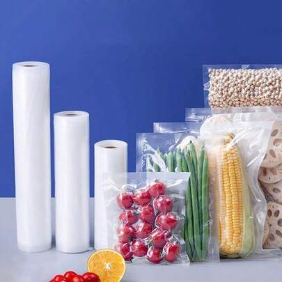 1 Roll, Vacuum Sealer Bag, Food Vacuum Sealer Bags For Vac Storage Meal Prep Sous Vide, Food Preservation Sealed Bag, Transparent Household Reusable Vacuum Sealer Bag, Home Kitchen Supplies