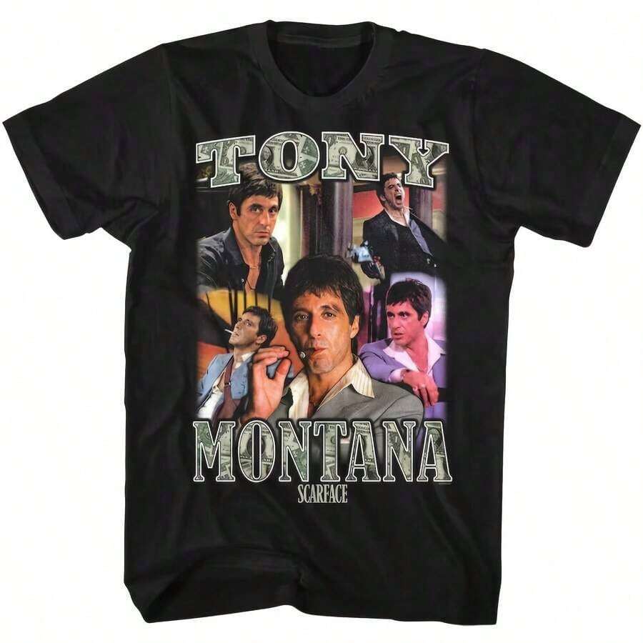 Camiseta de , Tony Montana, Money Montages, Al Pacino - Blanco - Ver 1