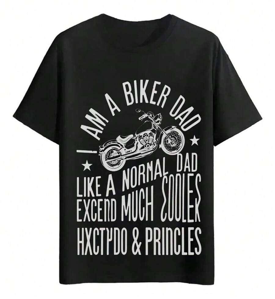 Biker Dad Motorcycle Cool Style T-Shirt - Black - View 1