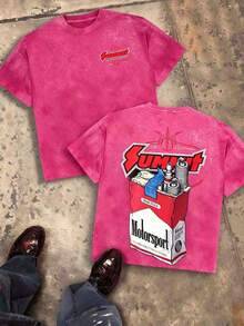 Summit Motorsport Spark Plug Retro Car Culture Oversized Graphic Tee, Oversize Men Cotton Crew Neck Streetwear Summer Top - 紅色 - 查看 11