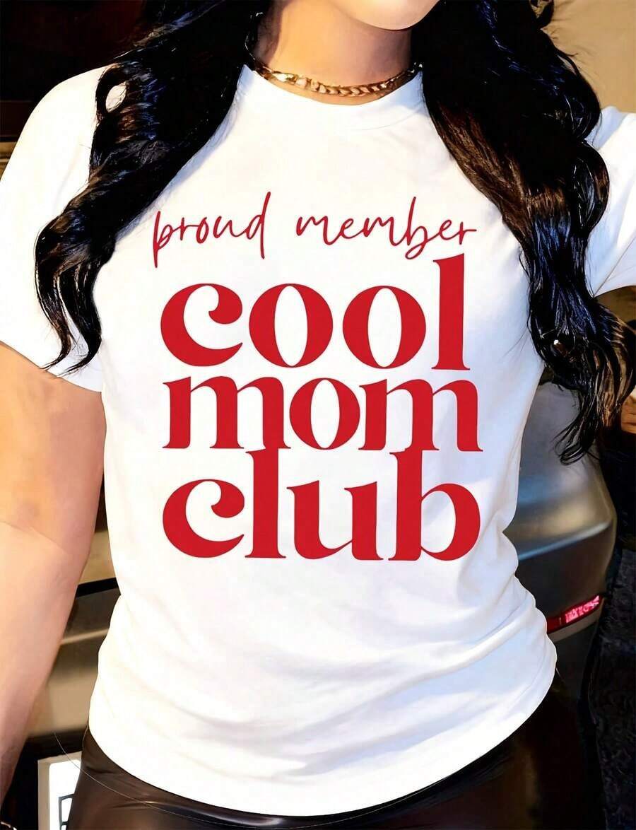 Women's T-Shirt, Solid Red Color, With Background Pattern, Round Neck, Short Sleeve, Suitable For Daily Outdoor Wear, Perfect For All Seasons. - White - View 1