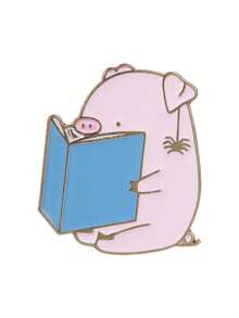 Immersive Reading Pig Enamel Pin Pink With Book Design Suitable For Introverted Bookworms Daily Wear Classroom Decor - Multicolor - View 10