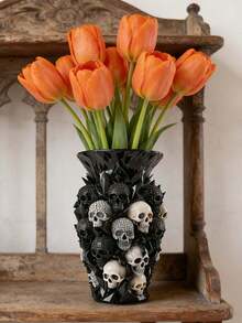 Bình hoa hình đầu lâu pha lê sang trọng, bình hoa nhựa màu đen phong cách Gothic, đồ trang trí nhà cửa cao cấp màu tối, vật trang trí phòng ngủ/phòng khách theo phong cách Gothic, đồ trang trí theo phong cách Gothic, món quà lý tưởng cho những người yêu thích thẩm mỹ Gothic. - A - Xem 3