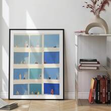 1pc Unframed Poster Wallpaper,Tiny People Wall Art Geometric Figures Contemporary Artwork Cubicle Decor Printable Grid Painting,Suitable For Living Room Wall Art, Bedrooms ,Apartments,And Modern Home Decoration - The Perfect Gift Choice ﻿ - 1PC - View 3