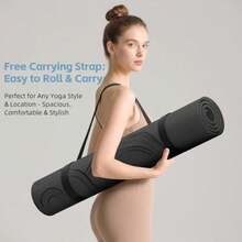 Tapete de yoga grande de 193 x 102 x 1 cm antideslizante ancho y grueso versátil para estiramientos estudio de yoga gimnasio entrenamientos en casa y en exteriores - negro - Ver 7