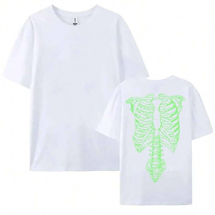 Camiseta de moda Y2k con estampado de esqueleto verde, esta es SpinalTap, camisetas Il, estilo punk hip hop, ropa de calle unisex, camiseta de algodón holgada para mujer. - Blanco - Ver 1