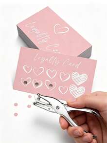 50pcs Pink Heart Loyalty Punch Cards, Blank Customer Reward Cards For Small Business, Perfect For Boutiques, Coffee Shops And Beauty Salons - Loyalty Card - View 1